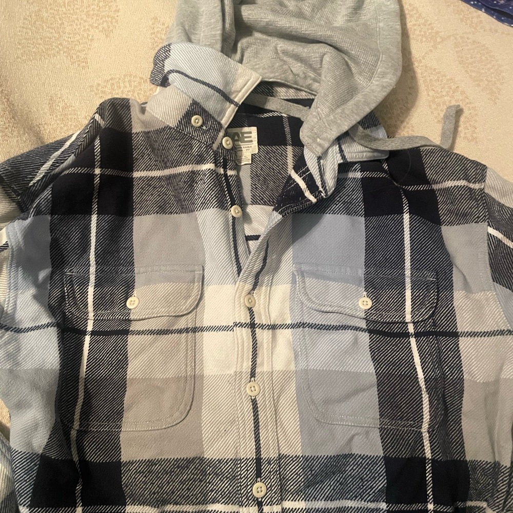 American Eagle Outfitters Plaid Hooded Shirt